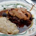 Joue de boeuf confite et foie gras poêlé