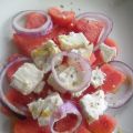Salade de pastèque, oignon rouge et feta