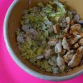 Salade chou chinois, champignons, poulet