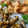 Poulet panés au piment et ses champignons