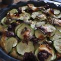 Clafoutis de courgettes, olives et chèvre.