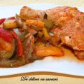 Cuisses de poulet aux courgettes, poivrons et[...]