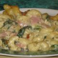 Tortiglionis Alfredo au jambon et épinards