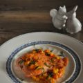 Truite saumonée grillée, salsa mangue et papaye