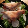 Samoussas aux crevettes et au poivron.