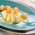 Moelleux de pétoncles à la fondue de poireaux