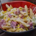 Macaroni au fromage, jambon et chou-fleur