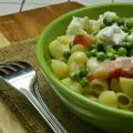 { Plat } Pâte aux petits pois, poitrine fumé et[...]