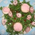 salade assortie : en rose et blanc