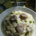 Risotto aux petits pois et saucisse de Toulouse