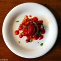 Un heureux mariage de pétoncles et de fraises...