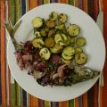 Maquereaux braisés et courgettes rôties au four