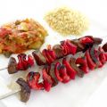 Brochettes de coeur, chorizo et poivron rouge