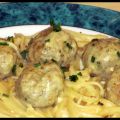 Linguine aux boulettes de poulet au pesto