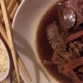 Sauté de porc sauce soja et miel, champignons[...]