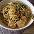 Spaghetti au pesto , crevettes et roquette pour[...]