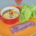 Tomates mozza en clafoutis, salade au balsamique