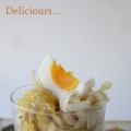 Salade d'endives aux lardons et oeufs mollets