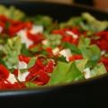 Salade verte aux poivrons et à la mozzarella,[...]