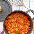 Orzotto au chorizo, courgette & carotte