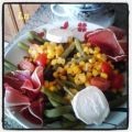 haricots verts en salade avec jambon cru ,[...]