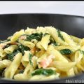 Gratin de pâtes aux épinards et saumon fumé