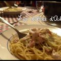 Spaghettis à la fondue de poireaux et aux dés[...]