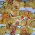 Brochettes de porc curry ananas coco