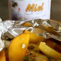 Papillote aux deux pêches et à la banane