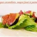 Salade aux figues caramélisées et parmesan,[...]