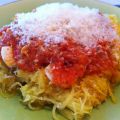 Courge spaghetti et sauce tomate aux crevettes[...]