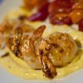 Crevettes caramélisées et crème de cari