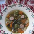 Bouillon de légumes, saucisses & lentilles