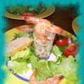 Macédoine en verrine et ses crevettes...