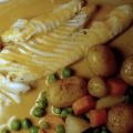 Turbot, sauce légumes et crustacés, jardinière