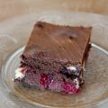 Brownie chocolat blanc et framboises