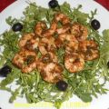 Salade de roquette et crevettes marinées