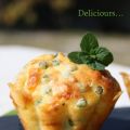 Muffins aux petits pois, menthe et Comté