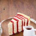 Crepe cake with berry sauce