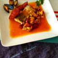 Dos de merlu, au chorizo et jus de moules et[...]