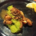 Pieuvre beurre et citron, purée de pois