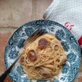 Spaghetti carbonara au boudin blanc