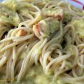 Spaghetti aux blancs de poireaux et poulet,[...]
