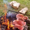 T-bone sur le feu de bois