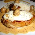 Côtes de veau mozzarella -crème -champignons,[...]