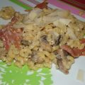 Pâtes aux champignons et jambon fumé