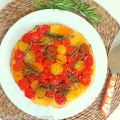 Tarte tatin aux tomates cerises multicolores,[...]
