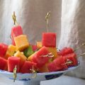 Brochettes de melon, pastèque & kiwis