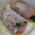 Bacon fourré au morbier, champignons et épinards