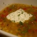 Potage aux lentilles et aux poivrons rouges